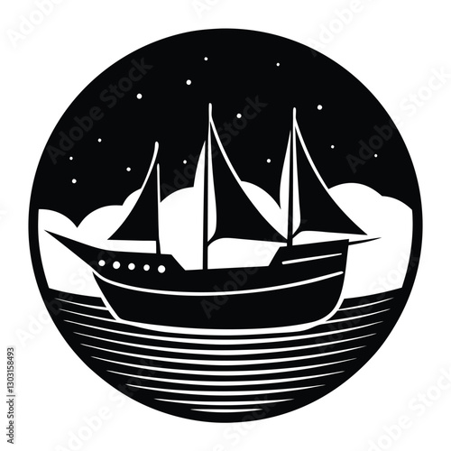 Boat Silhouette on the Horizon vector