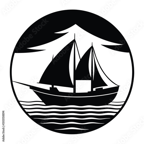 Boat Silhouette on the Horizon vector