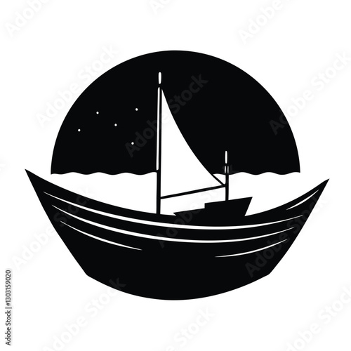 Boat Silhouette on the Horizon vector