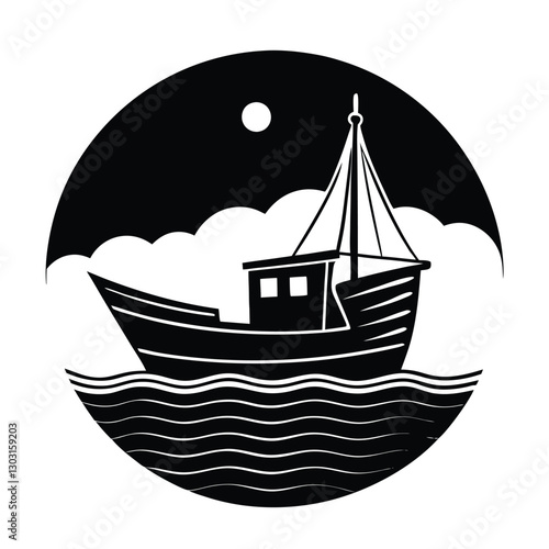 Boat Silhouette on the Horizon vector