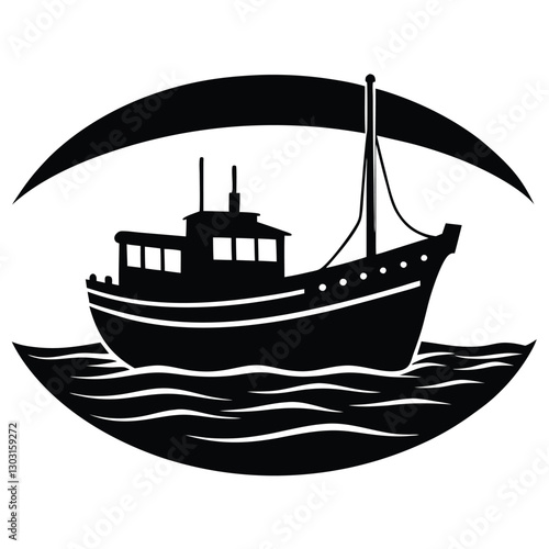 Boat Silhouette on the Horizon vector
