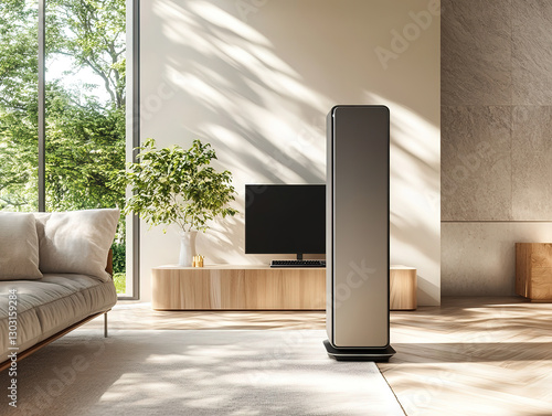 Wallpaper Mural Modern Living Room with Air Purifier and Natural Light Torontodigital.ca