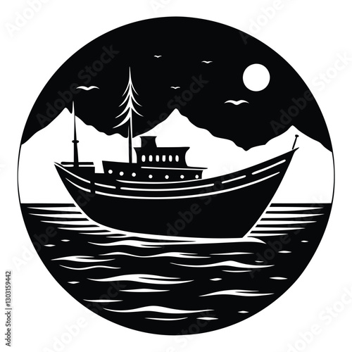 Boat Silhouette on the Horizon vector