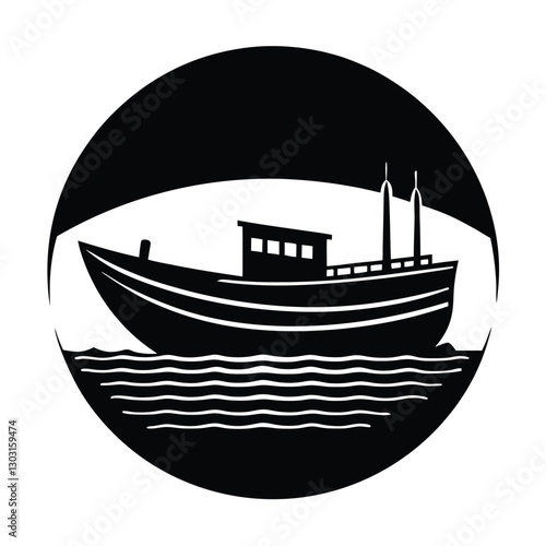 Boat Silhouette on the Horizon vector