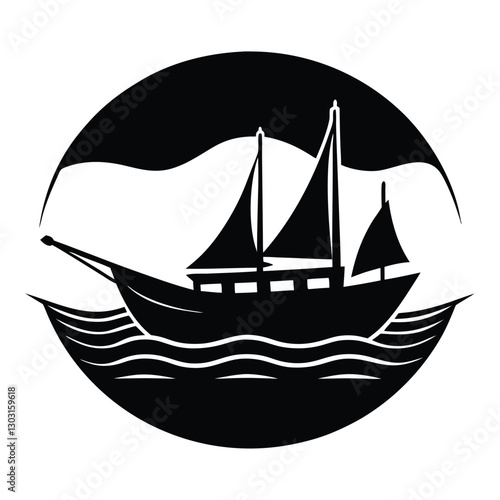 Boat Silhouette on the Horizon vector