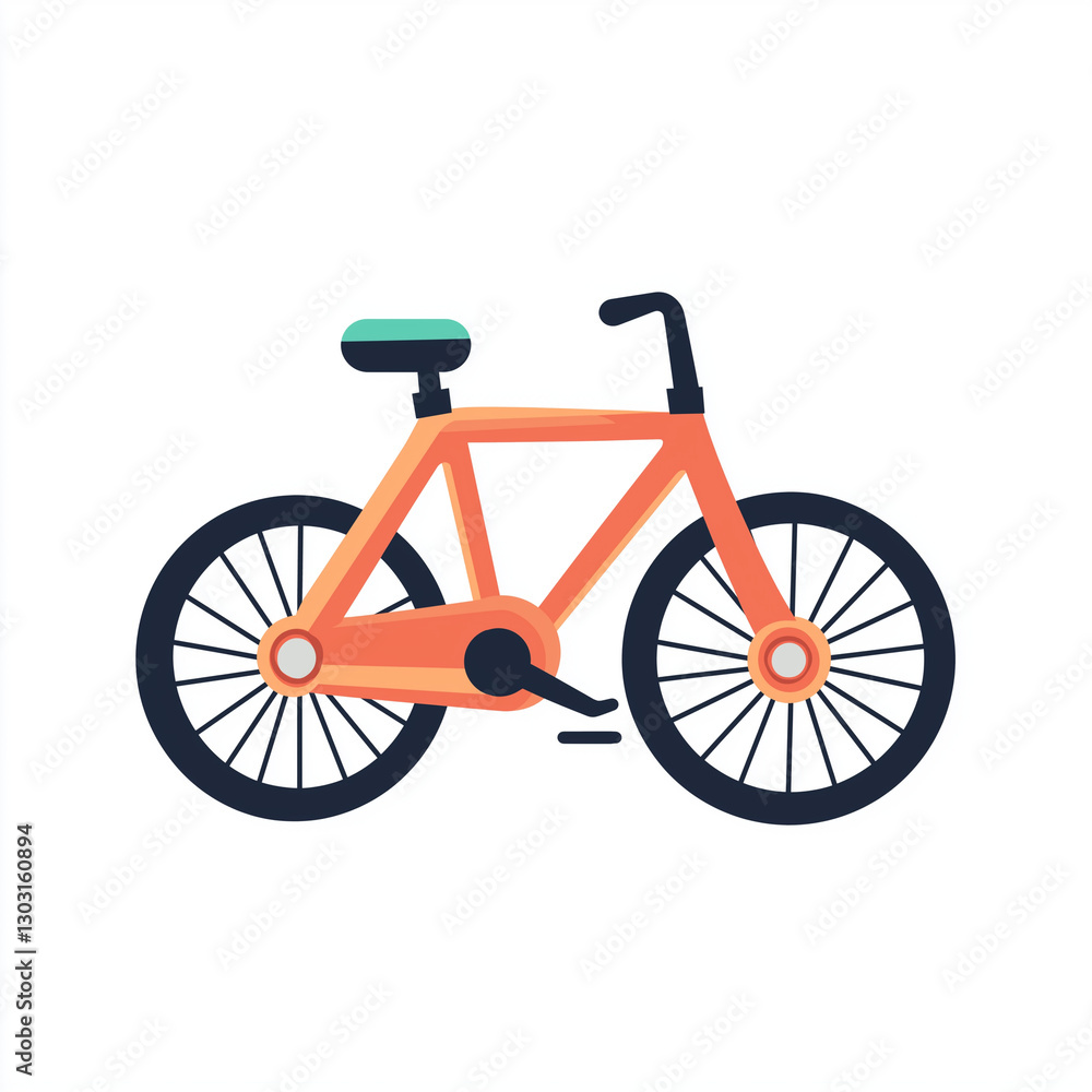 Vector illustration of a modern orange bicycle with a compact frame, ideal for city rides and casual cycling Vector illustration of a modern orange bicycle with a compact frame, ideal for city rides and casual cycling