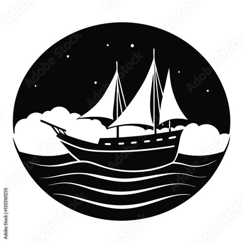 Boat Silhouette on the Horizon vector