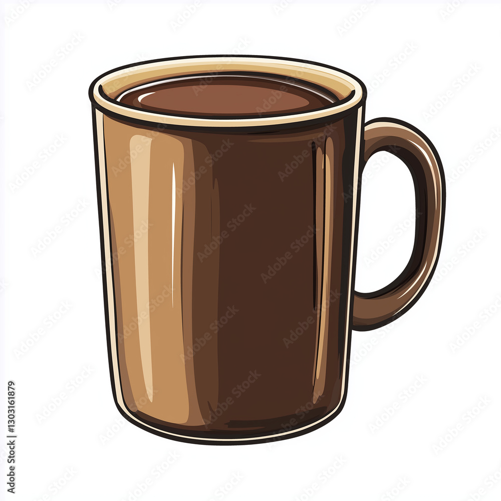 A brown ceramic coffee mug filled with hot coffee, featuring a sturdy handle, perfect for morning brews or cozy moments A brown ceramic coffee mug filled with hot coffee, featuring a sturdy handle, perfect for morning brews or cozy moments