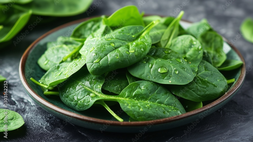 Fresh spinach with lush green leaves Fresh spinach with lush green leaves