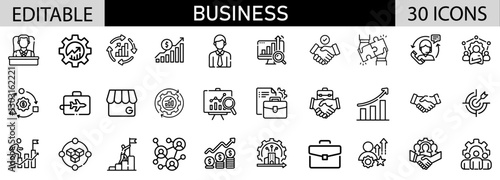 Business icon pack design in adobe illustrator I 30 Editable Stoke I Victor File. 