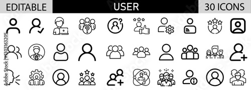 User, Profile, People icon pack design in adobe illustrator I Editable Stoke I Victor File. 