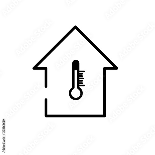 house with thermometer, home temperature, heating - vector icon