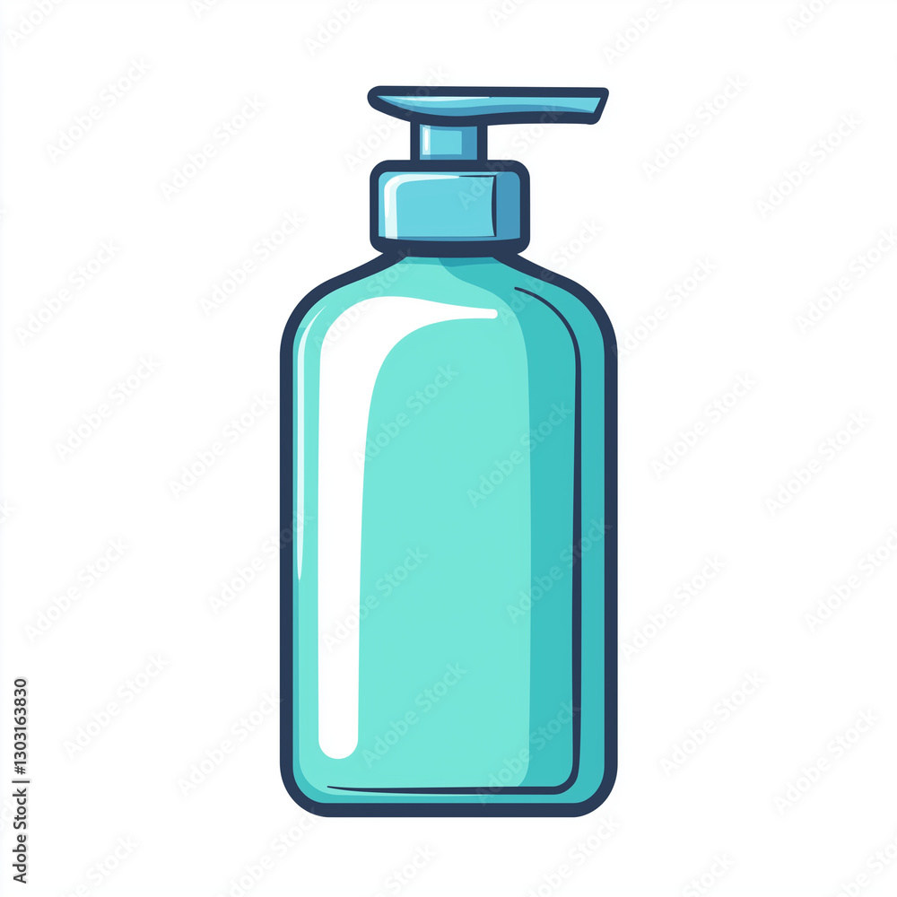 Vector illustration of a blue hand sanitizer bottle with a pump dispenser, representing hygiene, cleanliness, and personal care Vector illustration of a blue hand sanitizer bottle with a pump dispenser, representing hygiene, cleanliness, and personal care