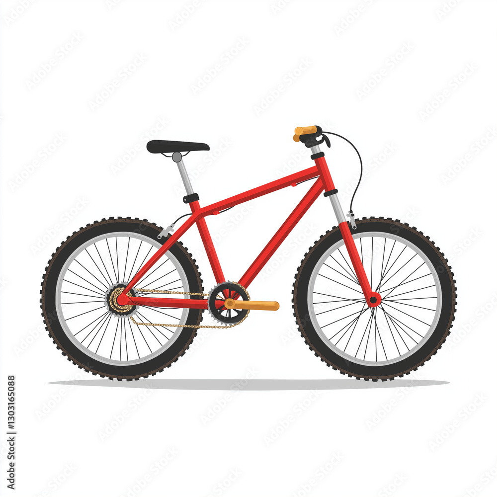 Obraz premium Mountain bike with gears and large knobby tires, isolated on a white background