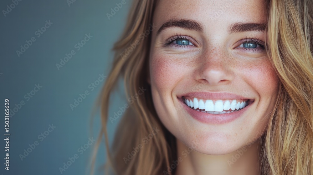 Woman smiling after dental whitening treatment Woman smiling after dental whitening treatment