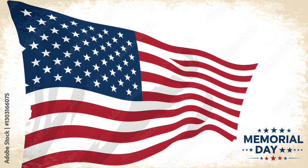 Fototapeta premium American Flag on Memorial Day with Patriotic Background