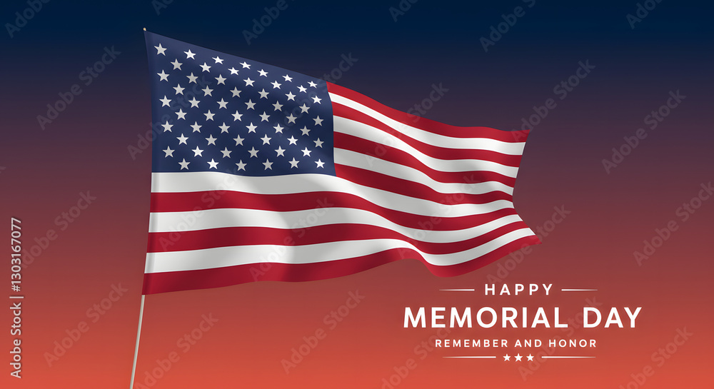 Fototapeta premium American Flag on Memorial Day with Patriotic Background