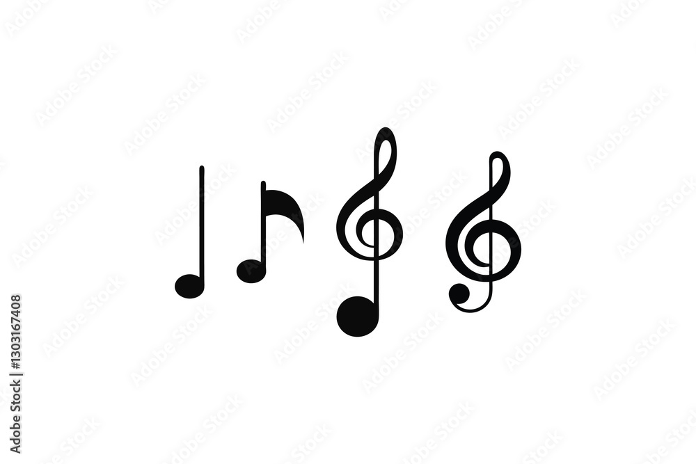 Simple Black Music Notes Graphic Design Simple Black Music Notes Graphic Design