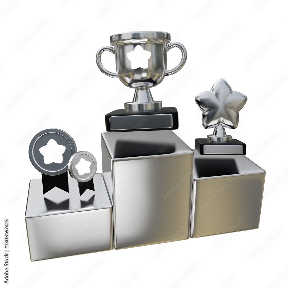 Trophy Awards Podium Graphic Design Silver Metallic Concept Materials Trophy Awards Podium Graphic Design Silver Metallic Concept Materials