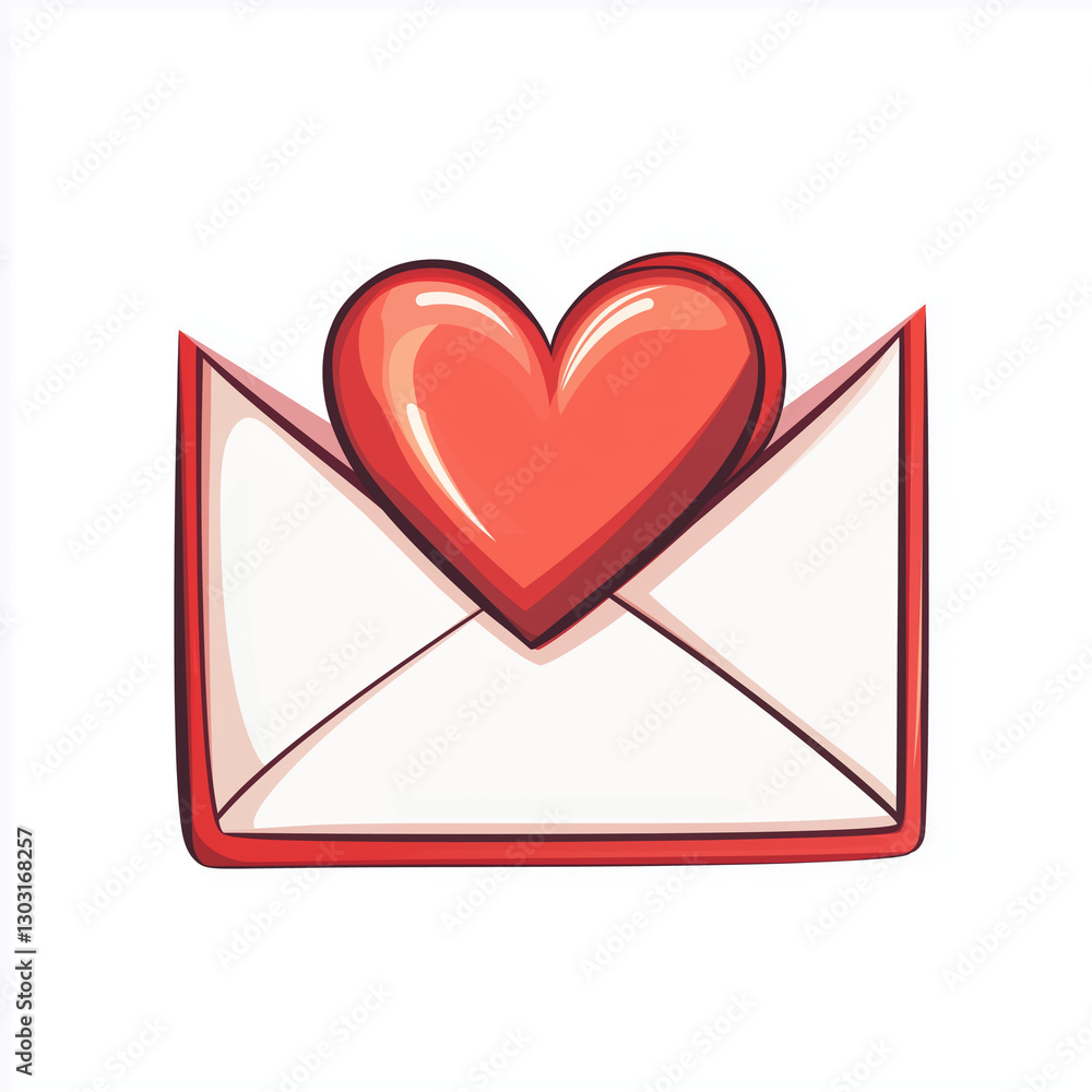An open red and white envelope with a glossy red heart inside, symbolizing a love letter filled with emotions, perfect for Valentine's Day and romance An open red and white envelope with a glossy red heart inside, symbolizing a love letter filled with emotions, perfect for Valentine's Day and romance