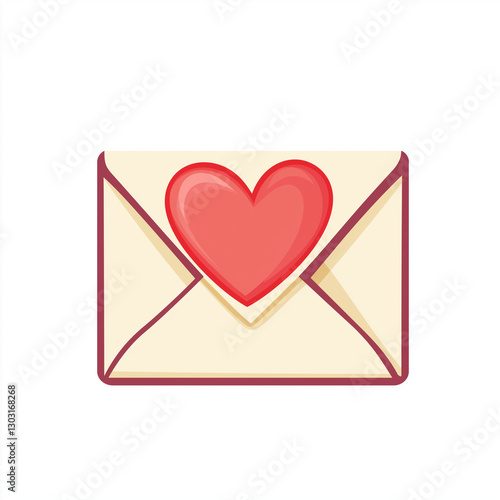 A beige love letter envelope featuring a red heart in the center, symbolizing love, passion, and meaningful communication in an elegant, simple design