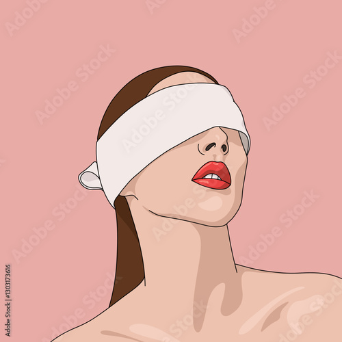Woman with Blindfold Illustration