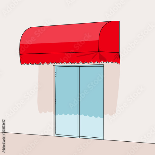Red Awning Storefront Illustration