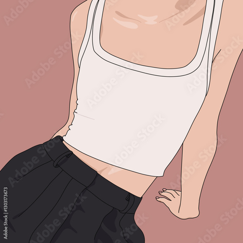 Stylized Woman in Minimalist White Top