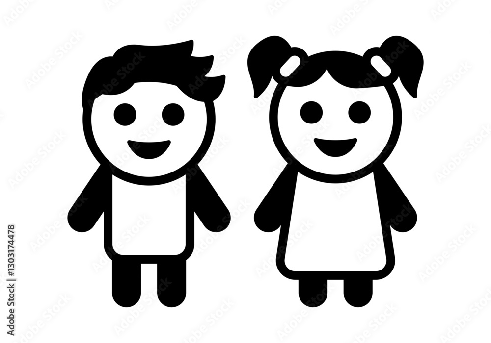 Kids icon. Boy and girl icon. Children vector illustration. Kids icon. Boy and girl icon. Children vector illustration.