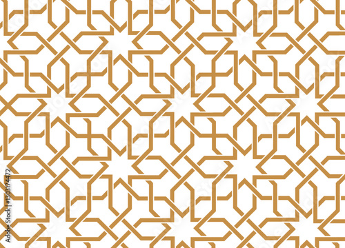 Seamless gold line pattern in arabian style vector background