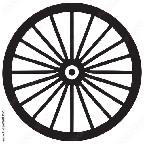 Classic Bicycle Wheel Illustration Symbol of Transportation and Movement