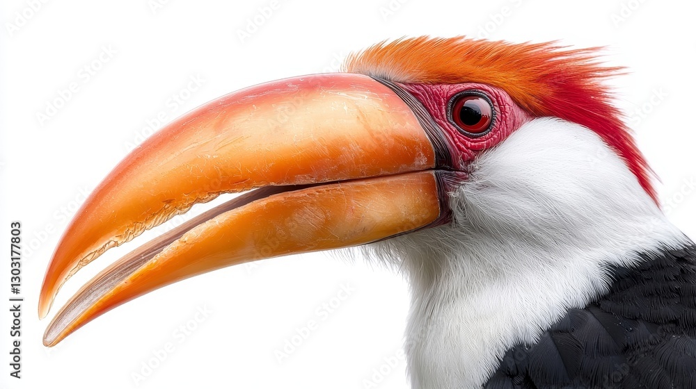 Fototapeta premium Wild hornbill bird in flight tropical forest birdwatcher's paradise vibrant wings nature scene