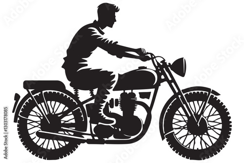 Silhouette of Motorcyclist Riding a Bike A Vector Illustration