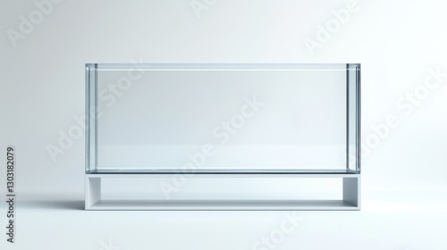Wallpaper Mural Minimalist Glass Display Case with White Base and Empty Background Torontodigital.ca