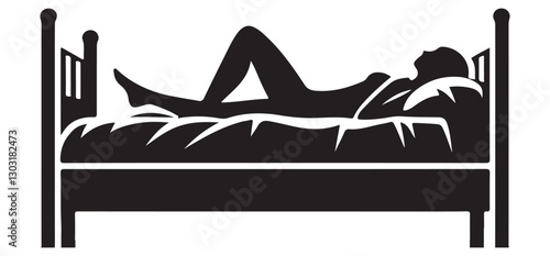 Laying on Bed Silhouette Vector Art Representing Leisure Moment
