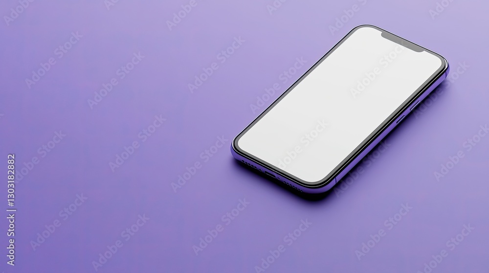 Floating smartphone with a blank screen, casting a soft shadow on a smooth purple background for digital mockups. Floating smartphone with a blank screen, casting a soft shadow on a smooth purple background for digital mockups.