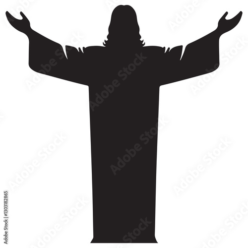 Religious Silhouette Image Depicting Jesus Christ With Open Arms