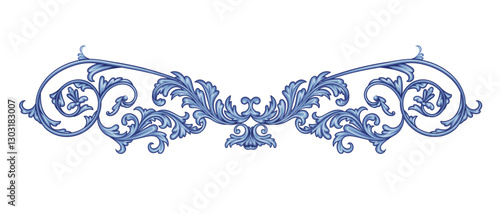 Vintage rococo decor with leaves and swirls. Victorian arabesque	
