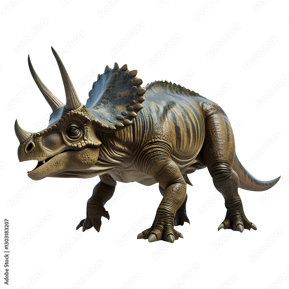 Fototapeta premium Triceratops dinosaur on bright background. 3D illustration 