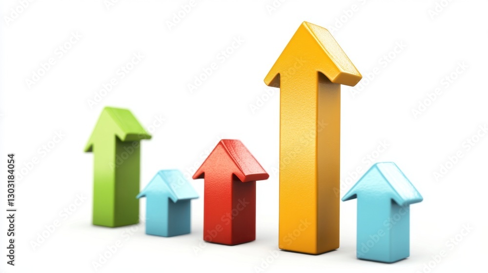 Colorful 3D Arrows Representing Growth and Success in Business Colorful 3D Arrows Representing Growth and Success in Business