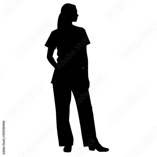 Confident nurse silhouette standing, healthcare representation