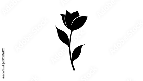 Elegant black primrose silhouette, floral minimalism