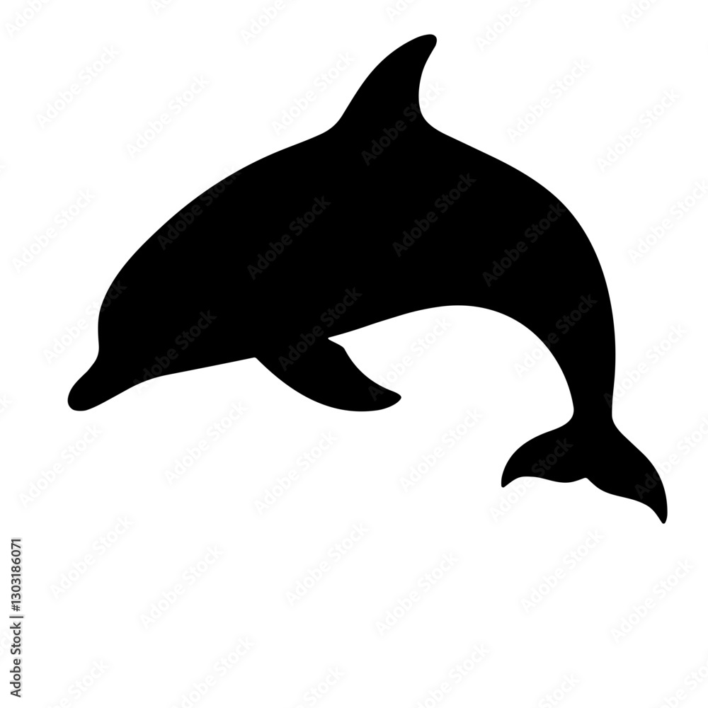 Fototapeta premium Elegant dolphin silhouette on transparent background, marine symbolism