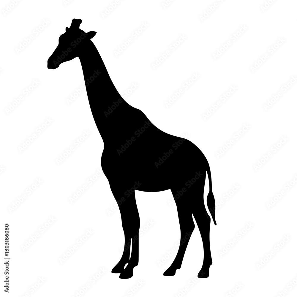 Elegant silhouette of a giraffe on transparent background, artistic design Elegant silhouette of a giraffe on transparent background, artistic design