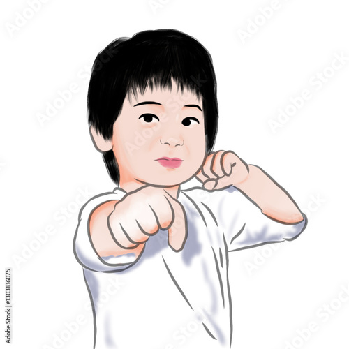 Martial Arts Kid in Action – Karate Punching Pose