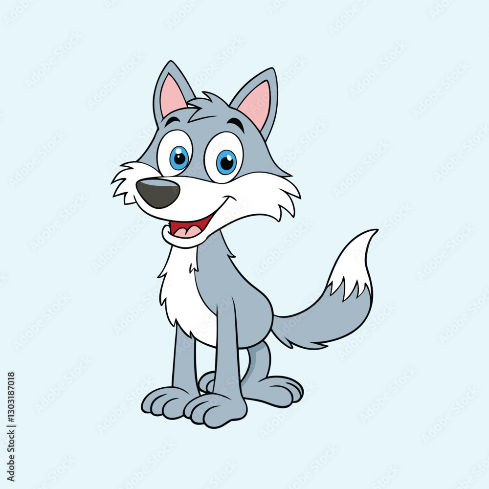 Vector illustration of funny wolf cartoon Vector illustration of funny wolf cartoon