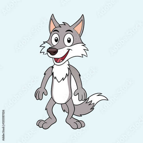 Vector illustration of funny wolf cartoon