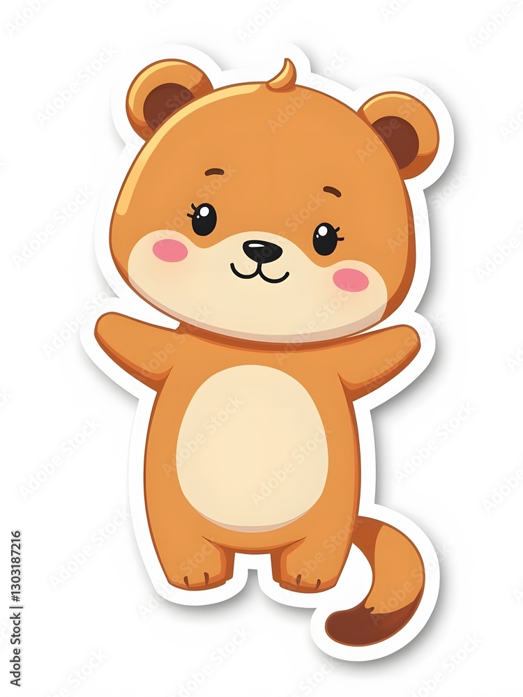Adorable cartoon bear sticker cute and playful  
