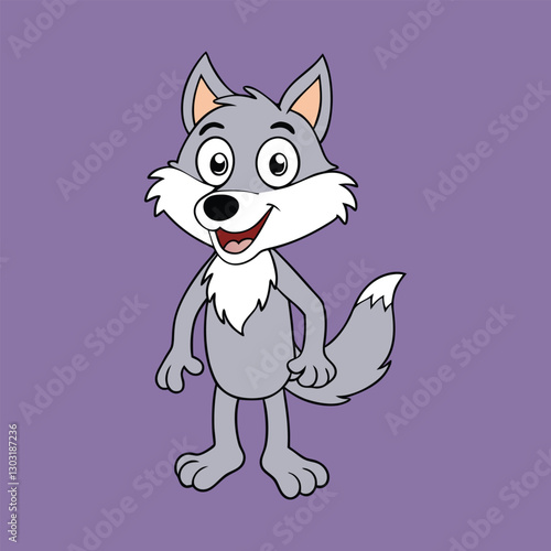 Vector illustration of funny wolf cartoon