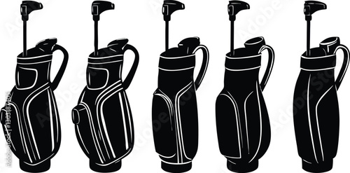 Golf bag with club silhouettes